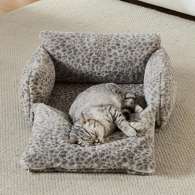 Hollypet Cat Bed Fluffy Plush Multifunctional Double-Layer Machine Washable - Image 6