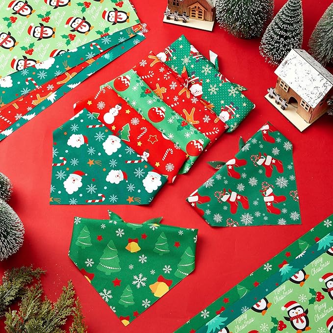 Preboun 50 Pcs Christmas Dog Bandanas Bulk Red and Green Bandanas - Image 5