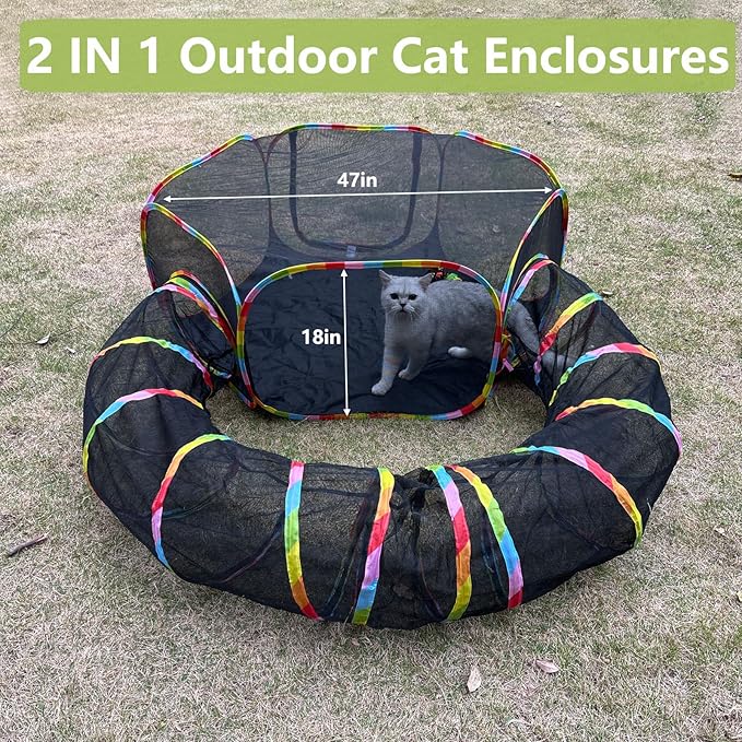 Outdoor Cat Enclosures, Cat Playground Portable Catio Mesh Tent, Outside Circle - Image 5