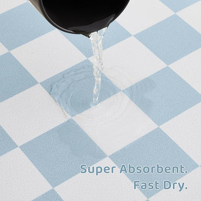 Checkered Dog Feeding Mat, Absorbent Mats - Image 4