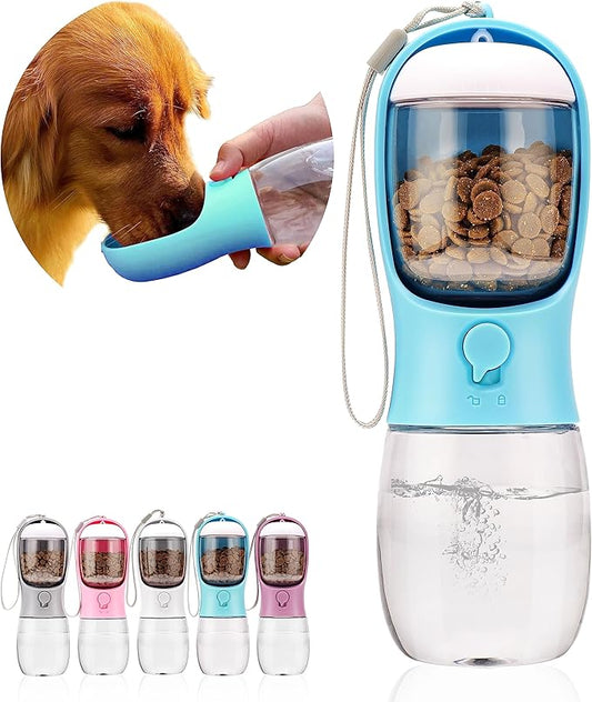 Dog Water Bottle with Food Container, Portable Leak Proof Pet Water Dispenser by AVELORA