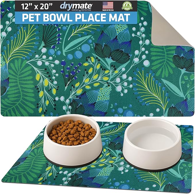 Drymate Pet Bowl Placemat, Dog & Cat Food Feeding Mat by Drymate