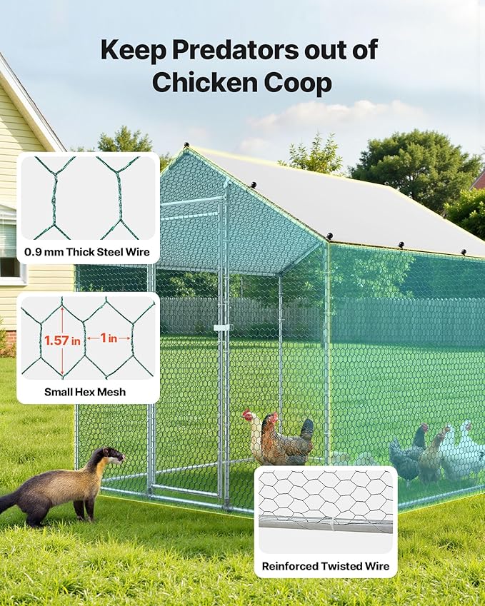 VEVOR Metal Chicken Coop, 6.56x6.56x6.56ft Large Walk-in Chicken Runs - Image 4