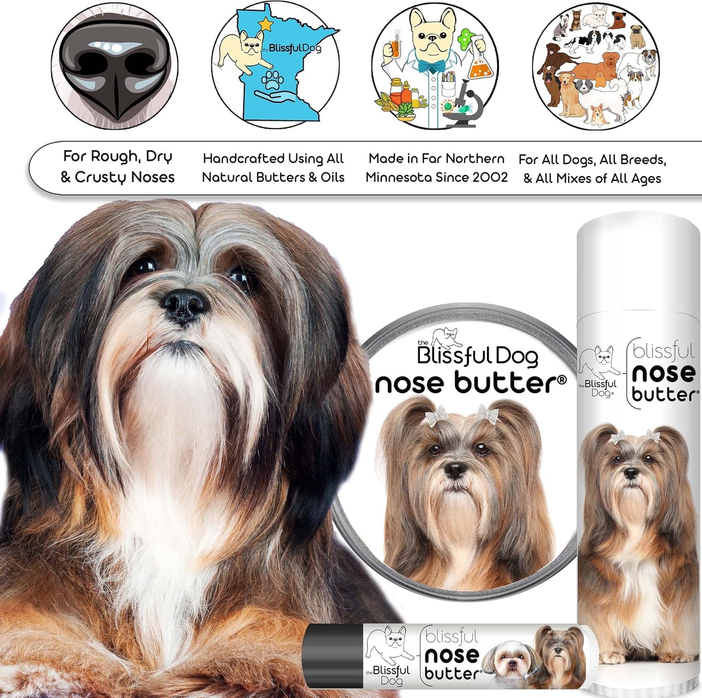 The Blissful Dog Lhasa Apso Unscented Nose Butter - Dog Nose Butter, 0.15 Ounce