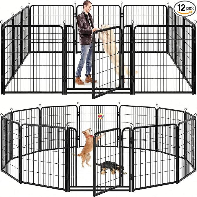 Kfvigoho Dog Playpen Outdoor Extra Wide 12 Piece Panels Heavy Duty Anti-Rust by Committedtobetterpetlife