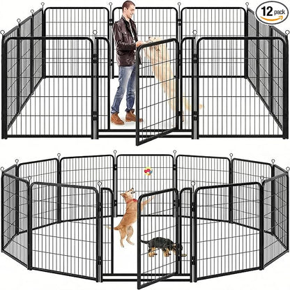 Kfvigoho Dog Playpen Outdoor Extra Wide 12 Piece Panels Heavy Duty Anti-Rust by Committedtobetterpetlife