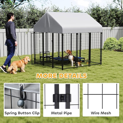 PawHut Outdoor Dog Kennel with Roof, UV-Resistant & Waterproof Cover, - Image 6