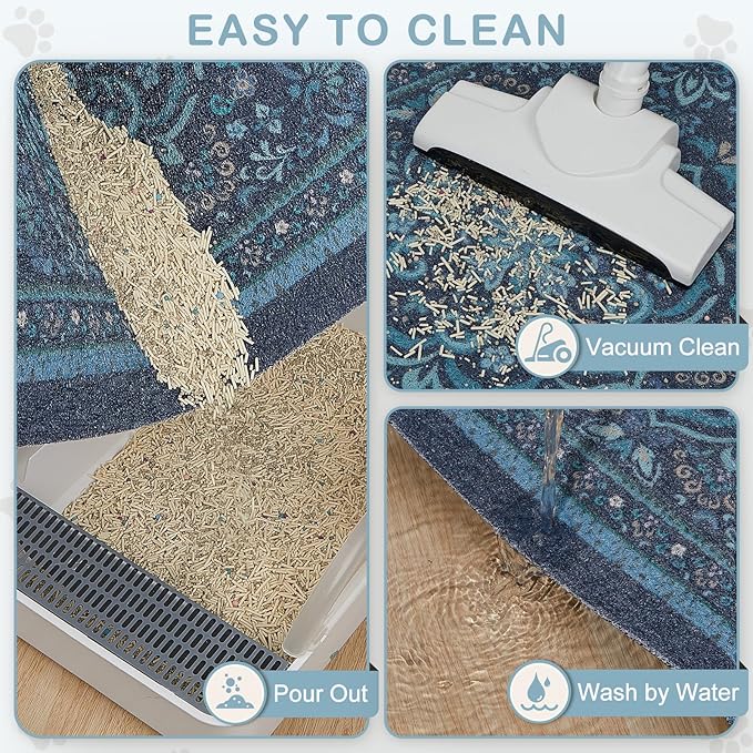 Unicorn Catcher Cat Litter Mat 24" x 15" Non-Slip Litter Box Mat Washable - Image 4