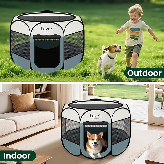 Love's cabin Pet Puppy Dog Playpen, Medium Dog Tent Crates Cage Indoor/Outdoor - Image 7