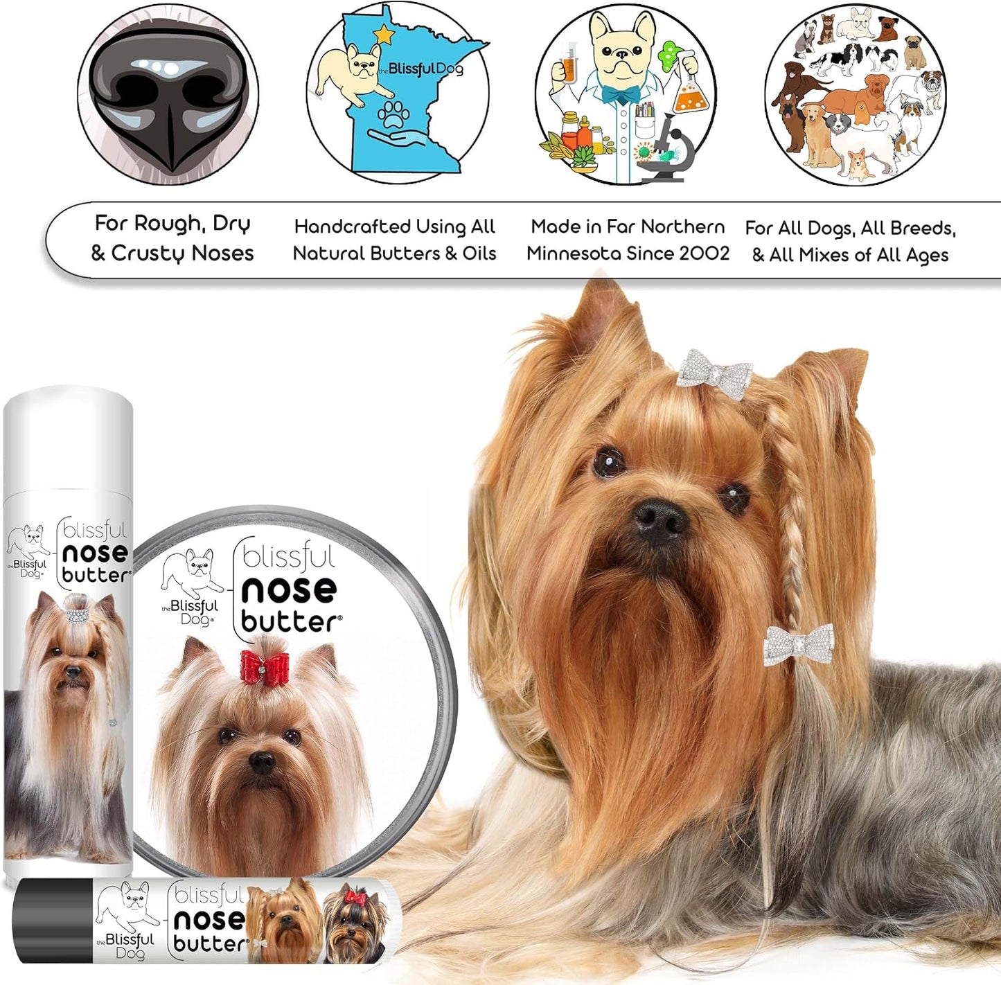 The Blissful Dog Yorkshire Terrier Unscented Nose Butter, 1-Ounce