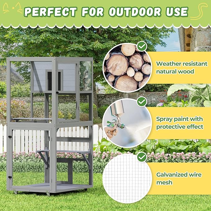 COZIWOW Outdoor Wooden Cat Catio – Weatherproof, Easy Assembly, - Image 5