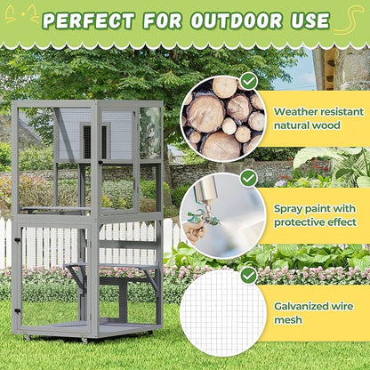 COZIWOW Outdoor Wooden Cat Catio – Weatherproof, Easy Assembly, - Image 5
