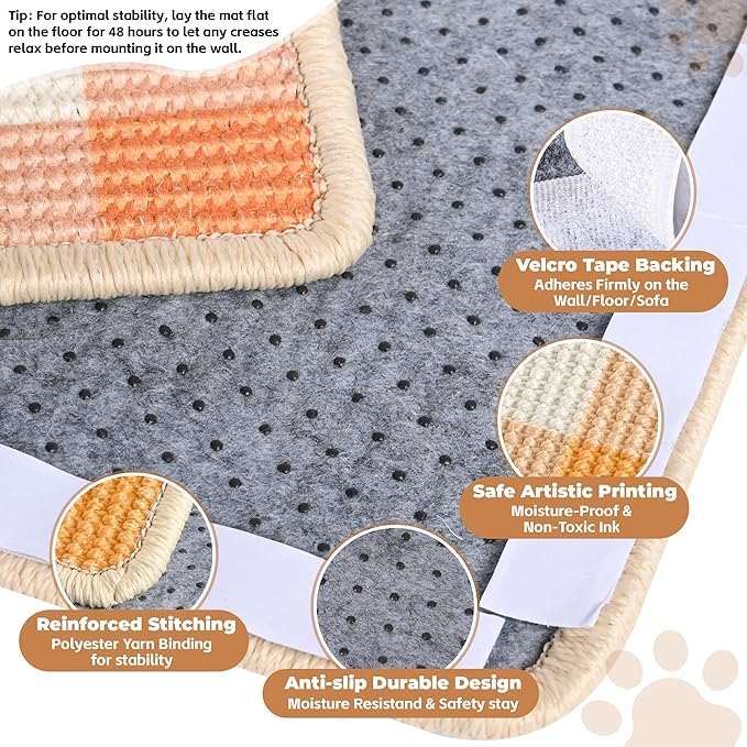 Cat Scratcher Mat, Natural Sisal Cat Scratch Pad, 23.6x15.7 Inch Horizontal Cat - Image 3