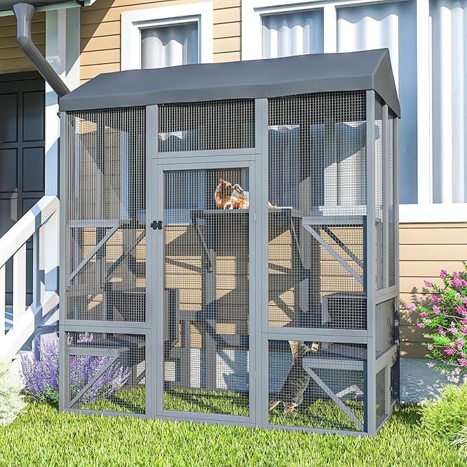TIMHAKA 72 inch Catio Outdoor Cat Enclosure, Large Cat Catio by TIMHAKA