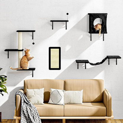 5 Pcs Cat Wall Shelves Set, Wall-Mounted Climber - Image 3
