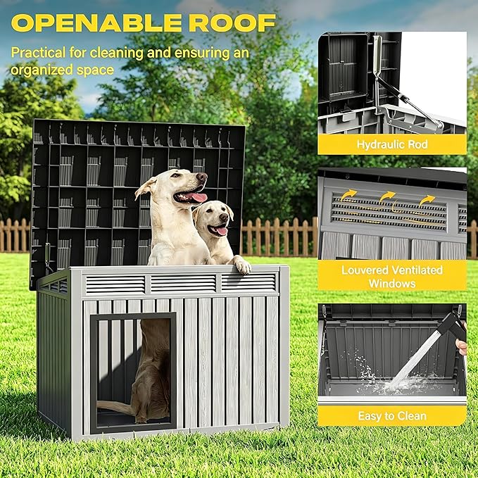 Fancyango Outdoor Dog House for Large Dogs, Outside Dog House - Image 3
