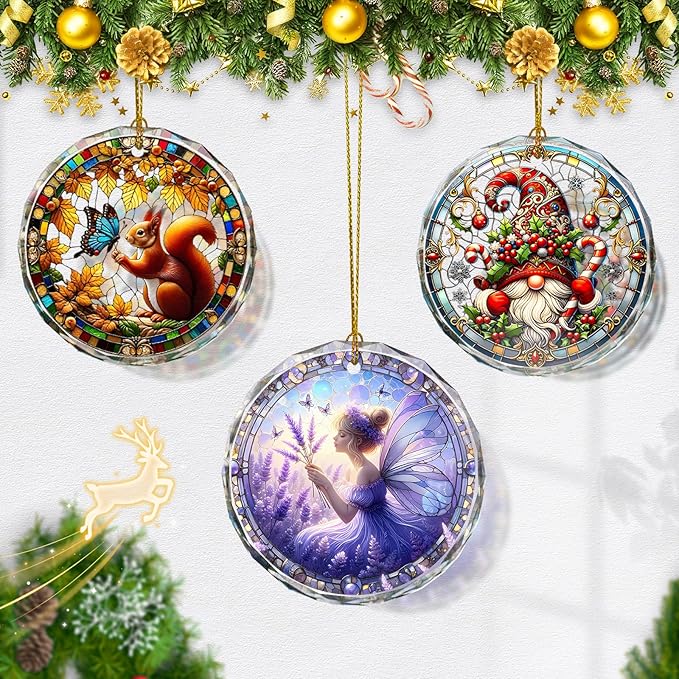 Stained Glass Fairy Christmas Ornaments, Elegant Christmas Tree Ornaments - Image 5