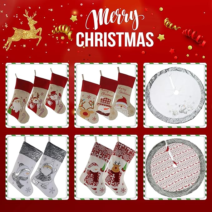 WEWILL 18’’ Dog Felt Christmas Stockings Paws Embroidered - Image 7