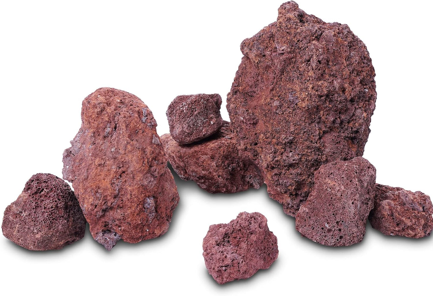LANDEN Red Lava Stones (16lbs,3~10inch,11pcs) Aquarium Rock for Aquascaping Terrariums, Paludariums,Vivariums, Reptile and Amphibian Enclosures, Fish Tank Decoration Landscape Stone