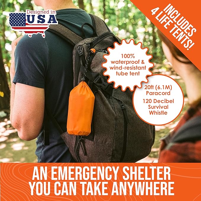 Go Time Gear Survival Life Tent • 2 Person Mylar Emergency Shelter Tube Tent + - Image 2