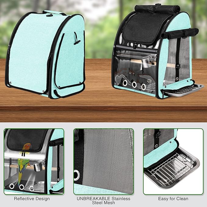 Bird Carrier Bag with Indestructible Stainless Steel Mesh, Bird Travel Cage - Image 4