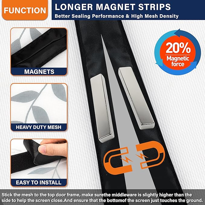 Magnetic Screen Door，Screen Door Mesh，Keep Bugs Out, Heavy-Duty Mesh Curtain - Image 3