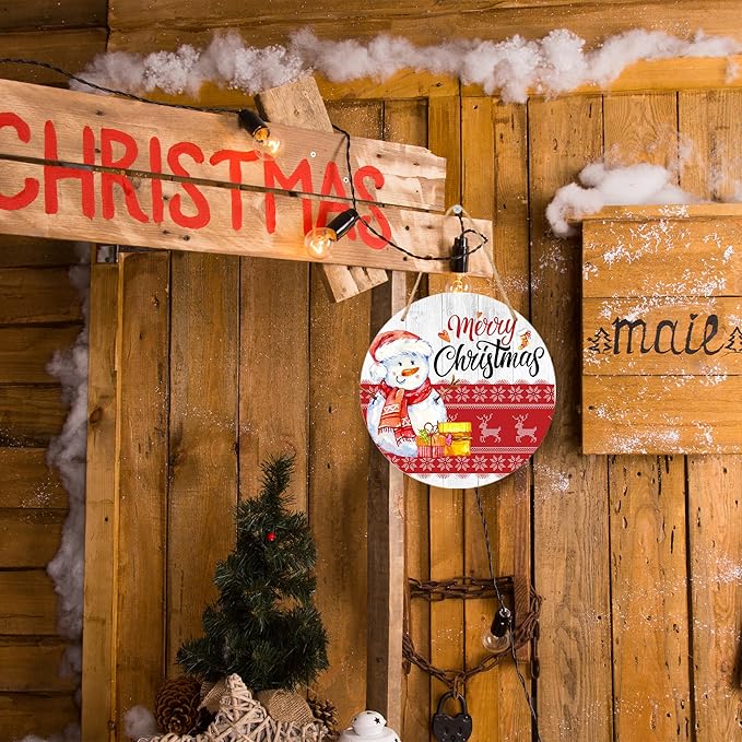 10 Inches Merry Christmas Signs, Wooden Hanging Sign - Image 3