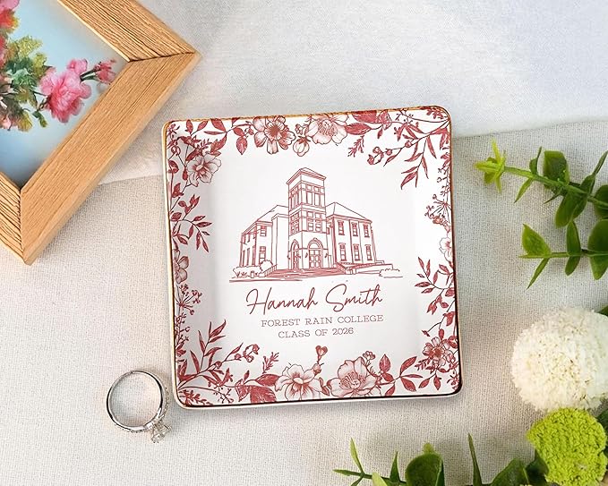LOVELYPOD Custom Toile University Campus Trinket Tray, Personalized College - Image 5