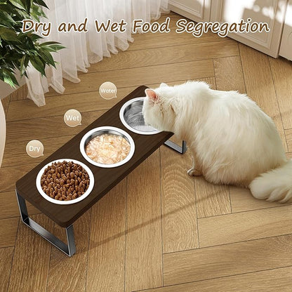 Elevated Cat Bowls with 3 Stainless Steel Bowls | 10° Tilted Anti-Vomiting - Image 2