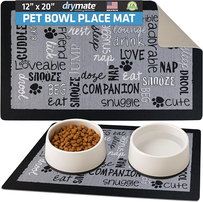 Drymate Pet Bowl Placemat, Dog & Cat Food Feeding Mat by Drymate