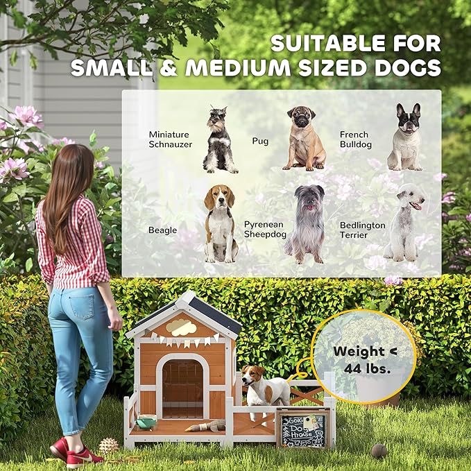 PawHut Outdoor Dog House, Weatherproof & Openable Roof, Elevated Base, - Image 8