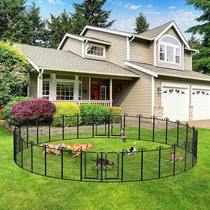 Dog Playpen Outdoor 32 Piece Panels Heavy Duty Dog Fence 40" Height Anti-Rust - Image 2