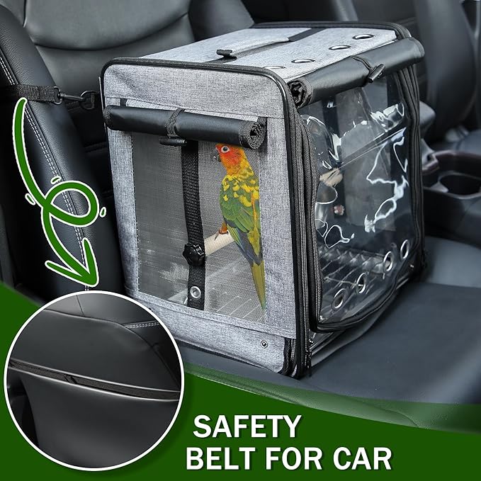 Bird Carrier with Seat Belt for Car Travel, Bird Backpack Carrier with - Image 6