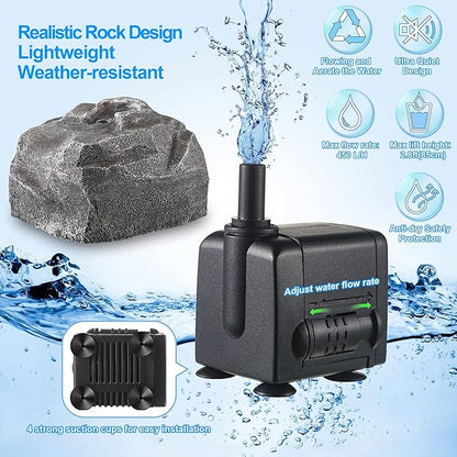 Saillong Bird Bath Water Fountain, Granite Air Pump Rock - Image 4