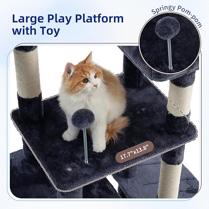 Gitelsnour Cat Tree for Indoor Cats, 55.1 inch Cat Tower - Image 2