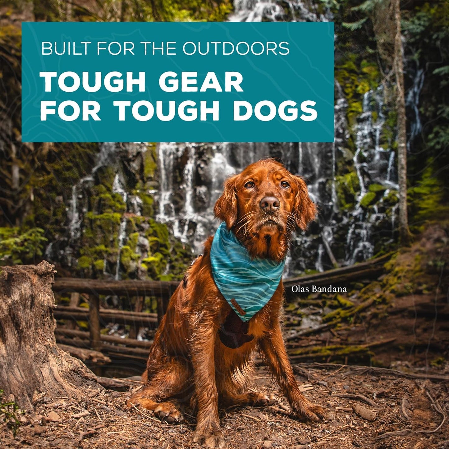 Wilderdog Dog Bandana with Lightweight Quick Drying Poly-Blend Mesh Material in Gone Fishing