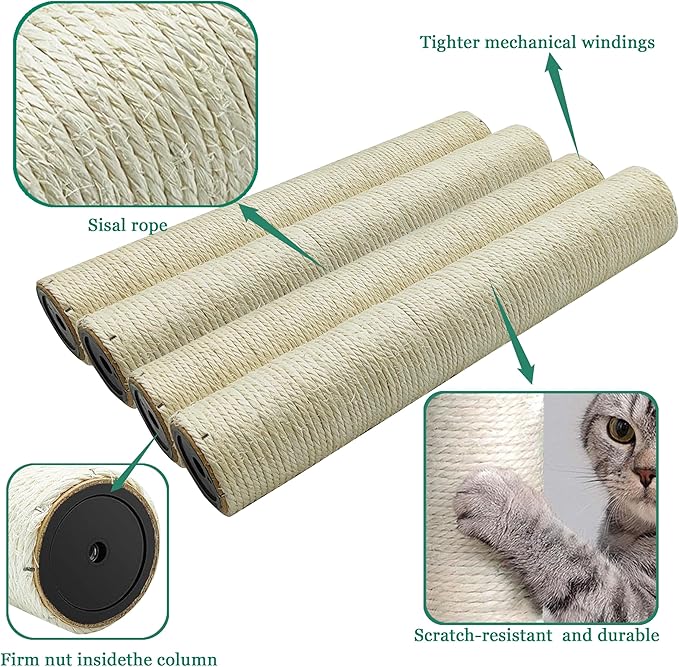 4 PCS Cat Scratching Post Replacement, 15.7in M8 Sisal Cat Tree Replacement - Image 4