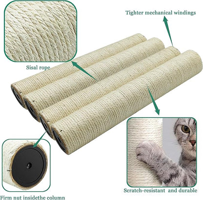 4 PCS Cat Scratching Post Replacement, 15.7in M8 Sisal Cat Tree Replacement - Image 4
