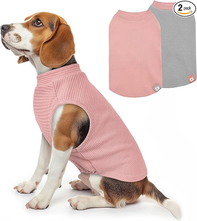 KYEESE 2Pack Waffle Dog Shirts, Lightweight Sleeveless Dog T Shirts by KYEESE