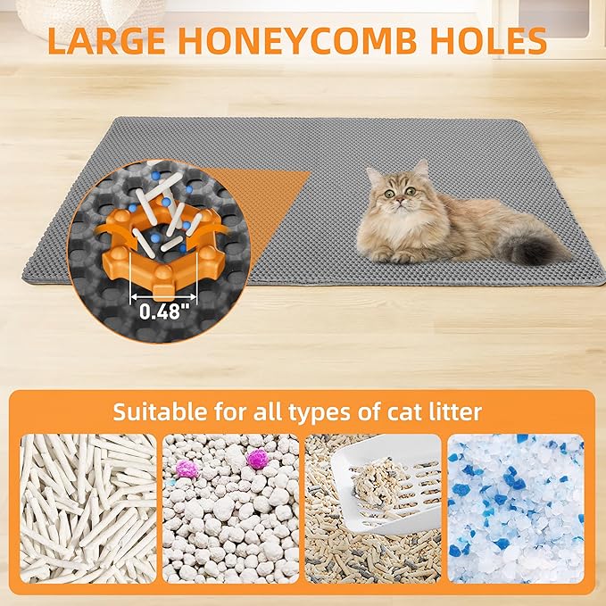 Cat Litter Mat for Litter Box, Easy-Clean Scatter Non-Slip Kitty Litter Mat - Image 6