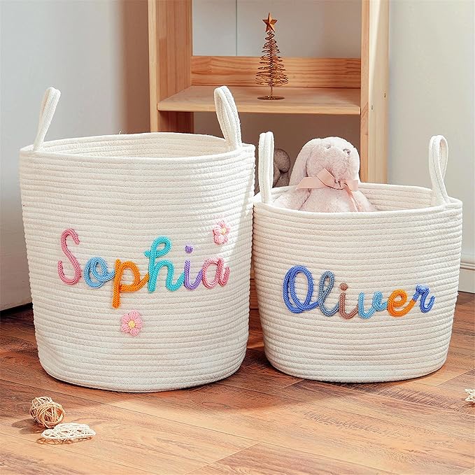 JUPPE Pet Dog Basket with Personalized Name, Dog Toys Storage Organizer Custom - Image 6