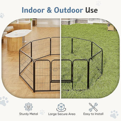 DUMOS Dog Playpen Indoor, Metal 24 Inch 16 Panels Foldable Pet Fence - Image 4