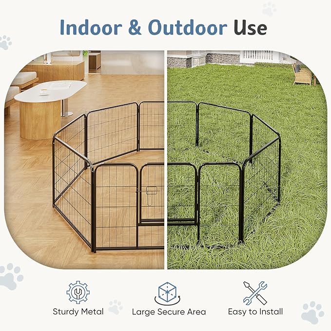 DUMOS Dog Playpen Indoor, Metal 40 Inch 8 Panels Foldable Pet Fence - Image 4
