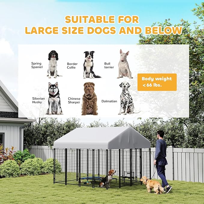 PawHut Outdoor Dog Kennel with Roof, UV-Resistant & Waterproof Cover, - Image 8