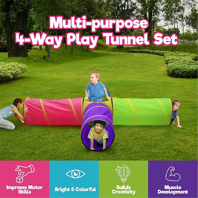 Hide N Side Kids Play Tunnels, Indoor Outdoor Crawl Through Tunnel - Image 3