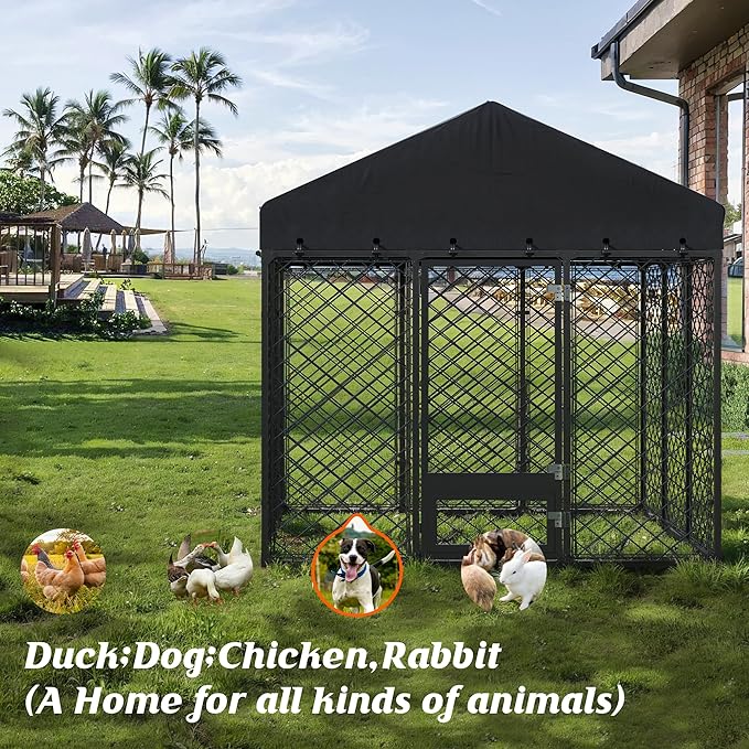 6x6FT Dog Kennel Outdoor with Roof - Image 7