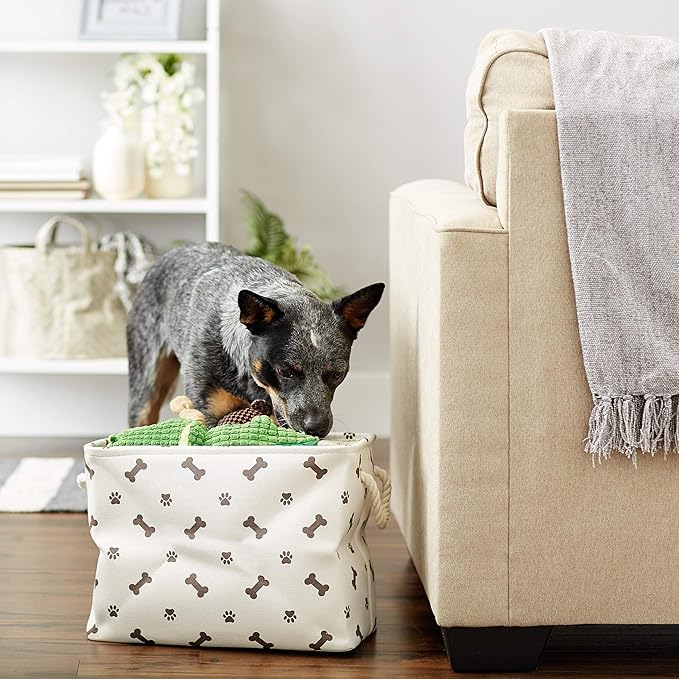 Bone Dry Pet Storage Collection Paw and Bone Print, Medium Rectangle, Dark Brown - Image 5