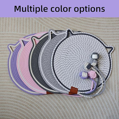 Cat Scratcher Mat, Natural Cotton Rope Cat Scratching Pad, 16.9'' Round Cat - Image 5