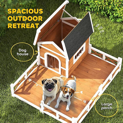 PawHut Outdoor Dog House, Weatherproof & Openable Roof, Elevated Base, - Image 3
