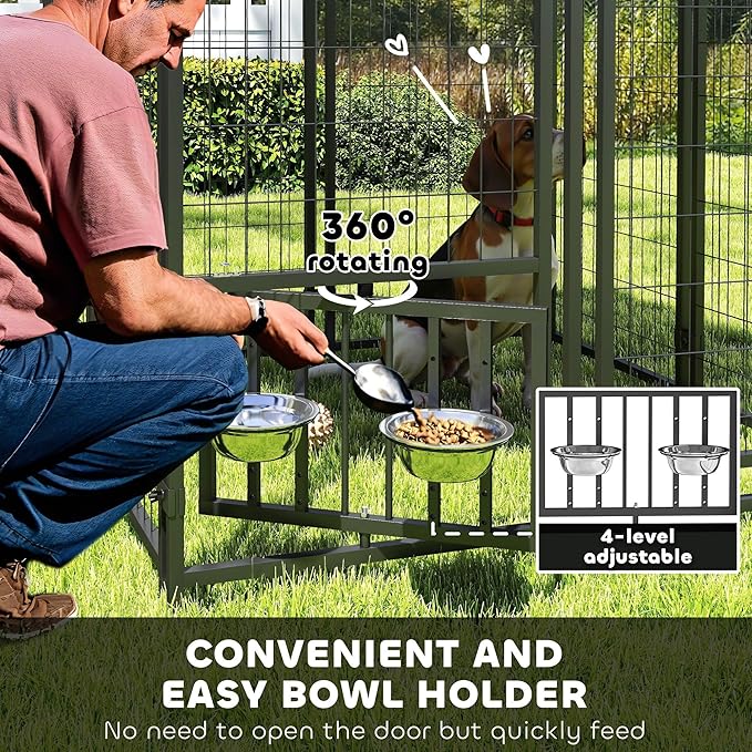 PawHut 4' x 4' x 6' Outdoor Dog Kennel, Welded Wire Dog Kennel Outside Run - Image 5